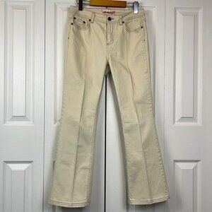 Faded Glory Bootcut Ankle Length Stretch Cream Mid Rise Jeans Size 4‎